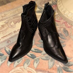 Elegant Black Studded Ankle Boots